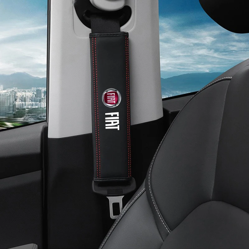 Leather Car Safety Belt Shoulder Strap Adjustable Protect Pad car accessories seat belt protection car seat belt accessory safety belt shoulder guard For Fiat Ducato 500 500L Panda Grande Punto Lancia Musa Accessory