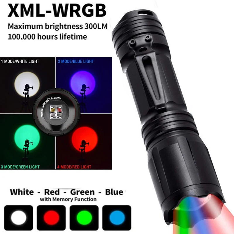 power hand torch 4 in 1 Multicolor Flashlight, Red Green Blue White RGBW Flashlight, Single Mode 4 Color LED Flashlight Torch for Night Light vintage flashlights
