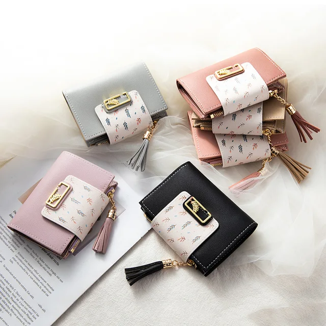 Fashion Women's Wallets Tassel Short Wallet for Woman Mini Coin Purse Ladies Clutch Small Wallet Female Pu Leather Card Holder 4