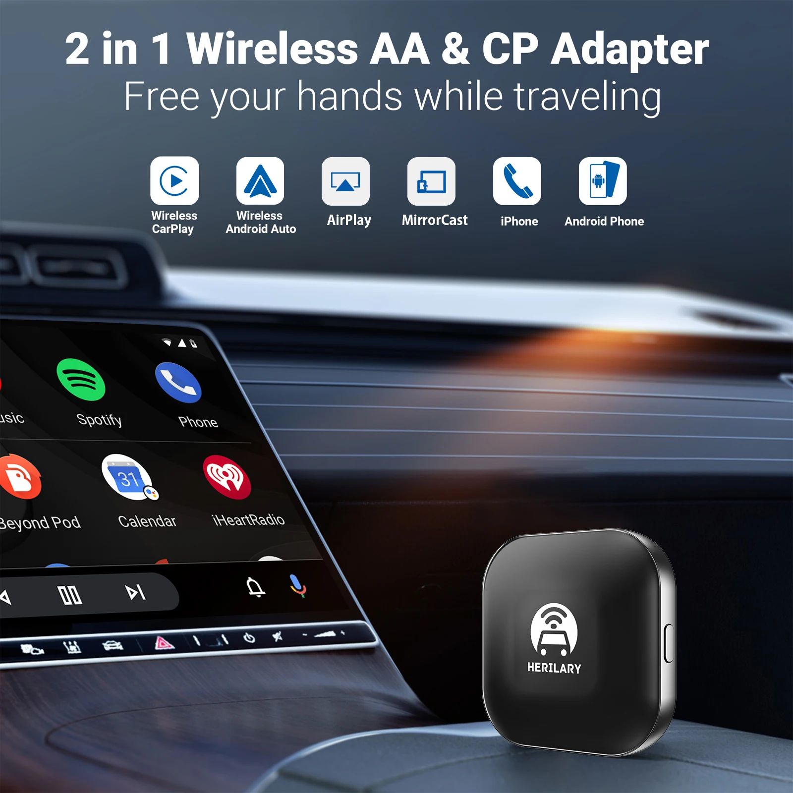 CarPlayAndroidAuto2in1WirelessAdapterCarPlaybackBluetooth5
