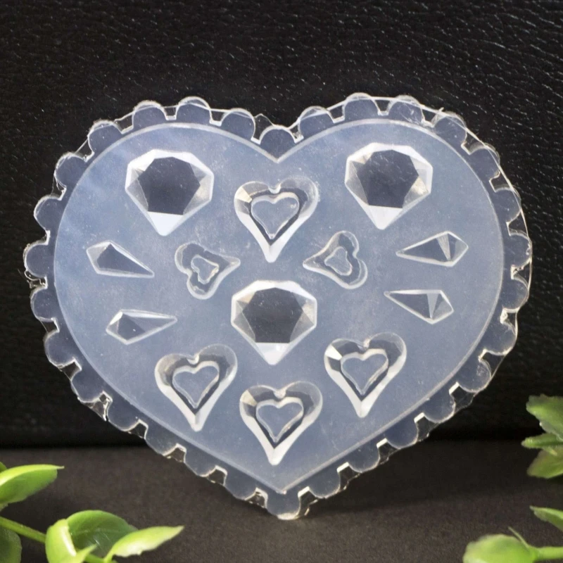 

4XBF 3D Rose Heart Fish Shaped Mold Nail Art Mold Silicone Combination Decorative Mold Nail Art Making Tool Carving Mould