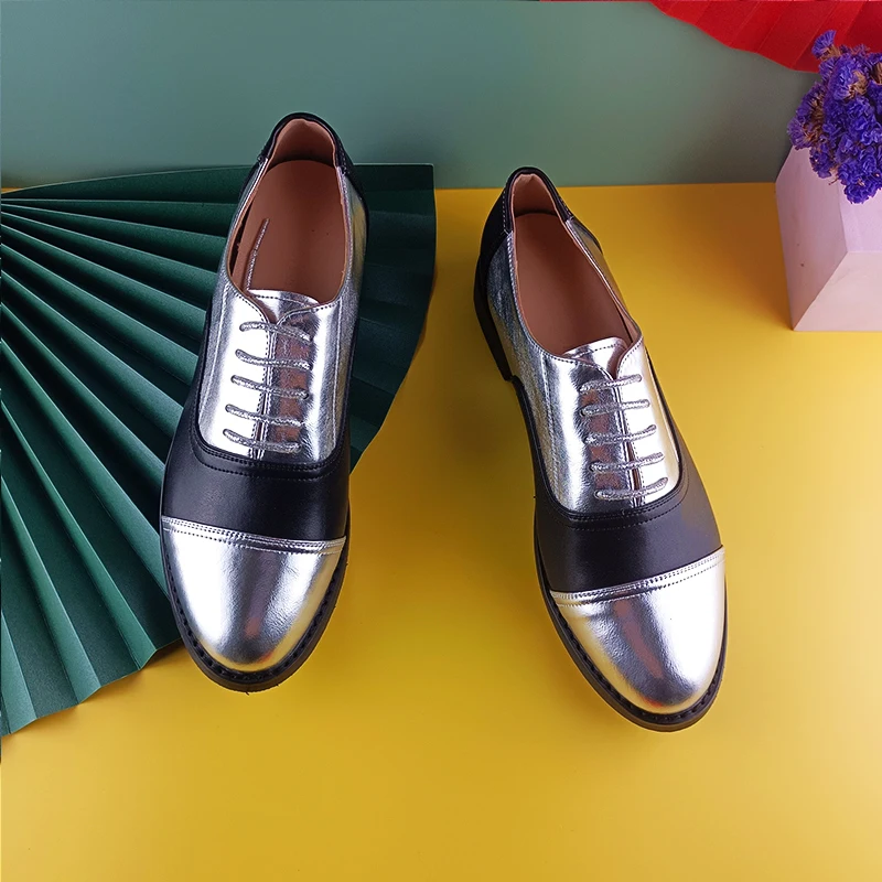 Women's Leather Summer Platform Sneakers Flat Casual Oxford Shoes Loafers Moccasins Spring Vintage for Woman Trend New