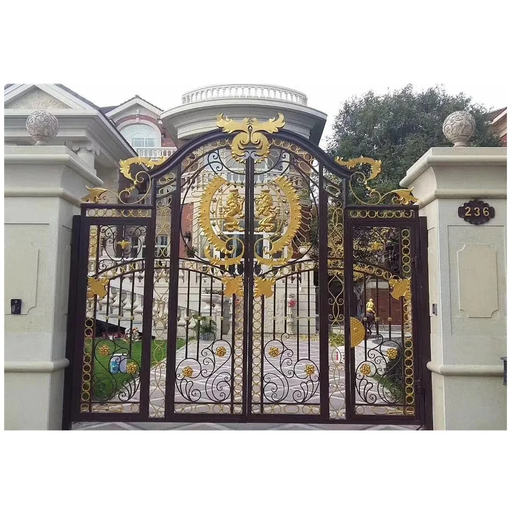 

Luxury double house garden security grill design sliding swing iron gate driveway gate entrance main wrought iron gates designs