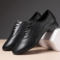 Cowhide Men Modern Dance Shoes Social Ventilate Shoes Soft Latin Dance Shoes Square Dance Shoes Sneakers Men Ballroom Dancing