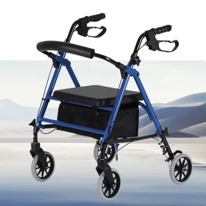 Push Walker for The Elderly, Fall Prevention Trolley for The Elderly, Push and Sit Walking Aid, Foldable Safety Walker 3