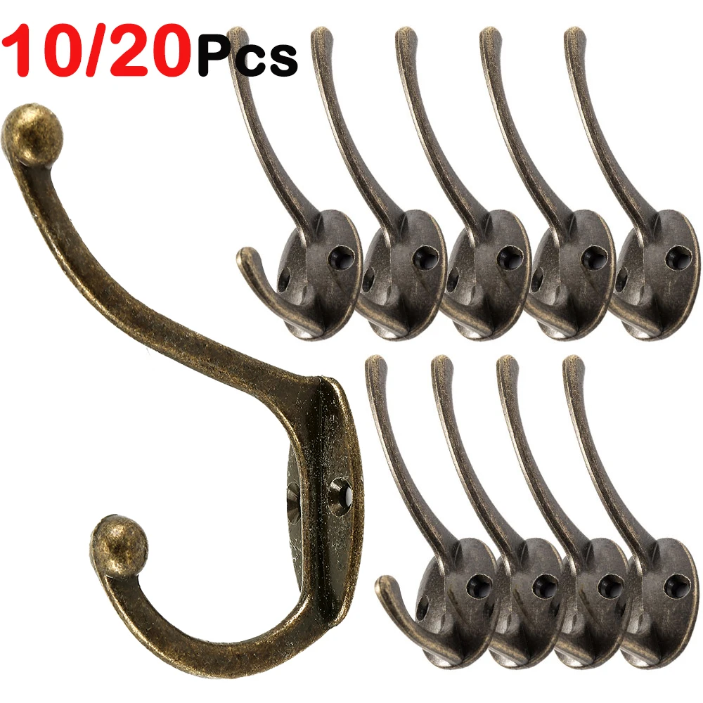 Retro Clothes Hooks Wall-mounted Metals Coat Rack Double-headed Home Storage Hanger 10/20Pcs Bedroom Bathroom Towel Key Bag storage hook