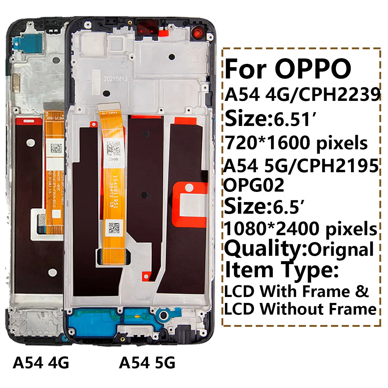 Original LCD Display For Oppo A54 4G(5G) CPH2239 CPH2195 OPG02