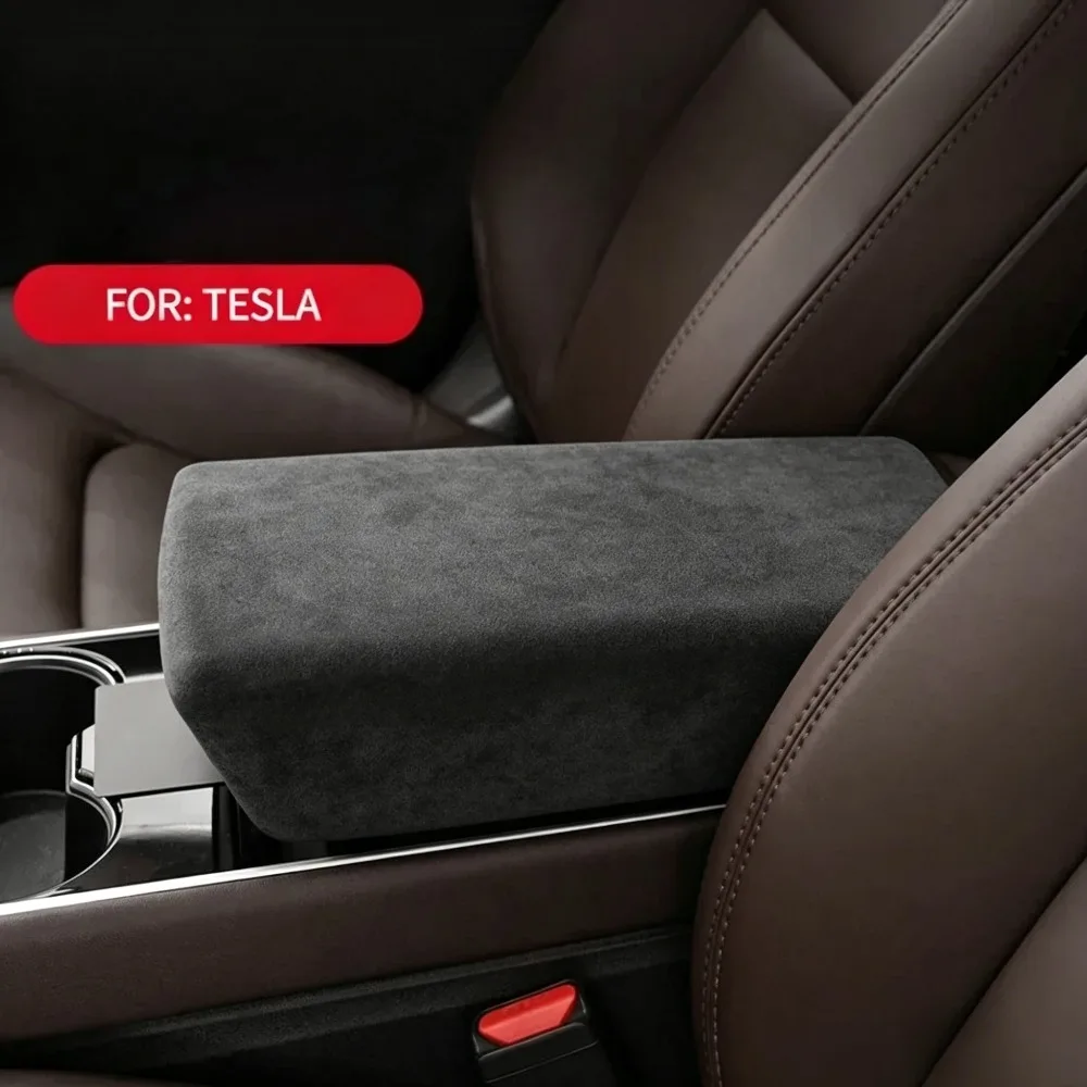 테슬라 모델 3/Y 알칸타라 스웨이드 팔걸이 박스 커버 센터 콘솔 스크래치 방지 인테리어 자동차 액세서리