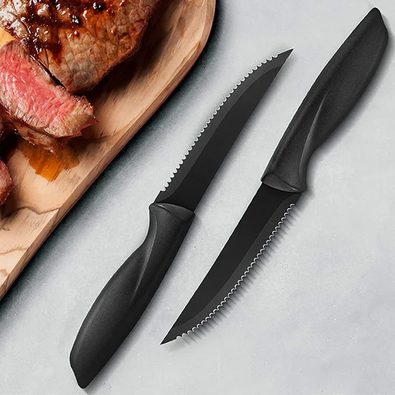 Serrated Steak Knife Set, Meat Knife Set For Bbq, Meat Knife For Table,  Sharp Knife Set, Dinner Knives, Gourmet Steak Knives, Black Knife Set,  Premium Stainless Steel Steak Knife For Party Restaurant 