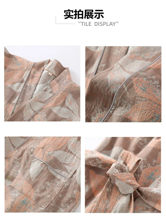 Mode 100% Baumwolle Nachtwäsche Bademantel Lounge Herbst Winter Hause Tragen frauen Nachtwäsche Roben Dusche Kimono Hochzeit Kleid – Detail 5