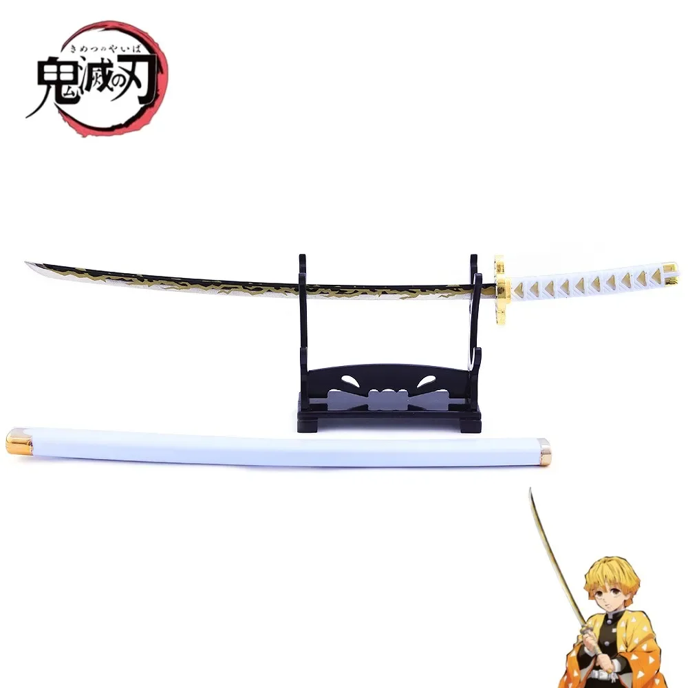 25cm New Demon Slayer Sword Agatsuma Zenitsu Nichirin Blade Anime The Demon Slayer Corps Knife Katana Weapon Model Kids Gift Toy 2
