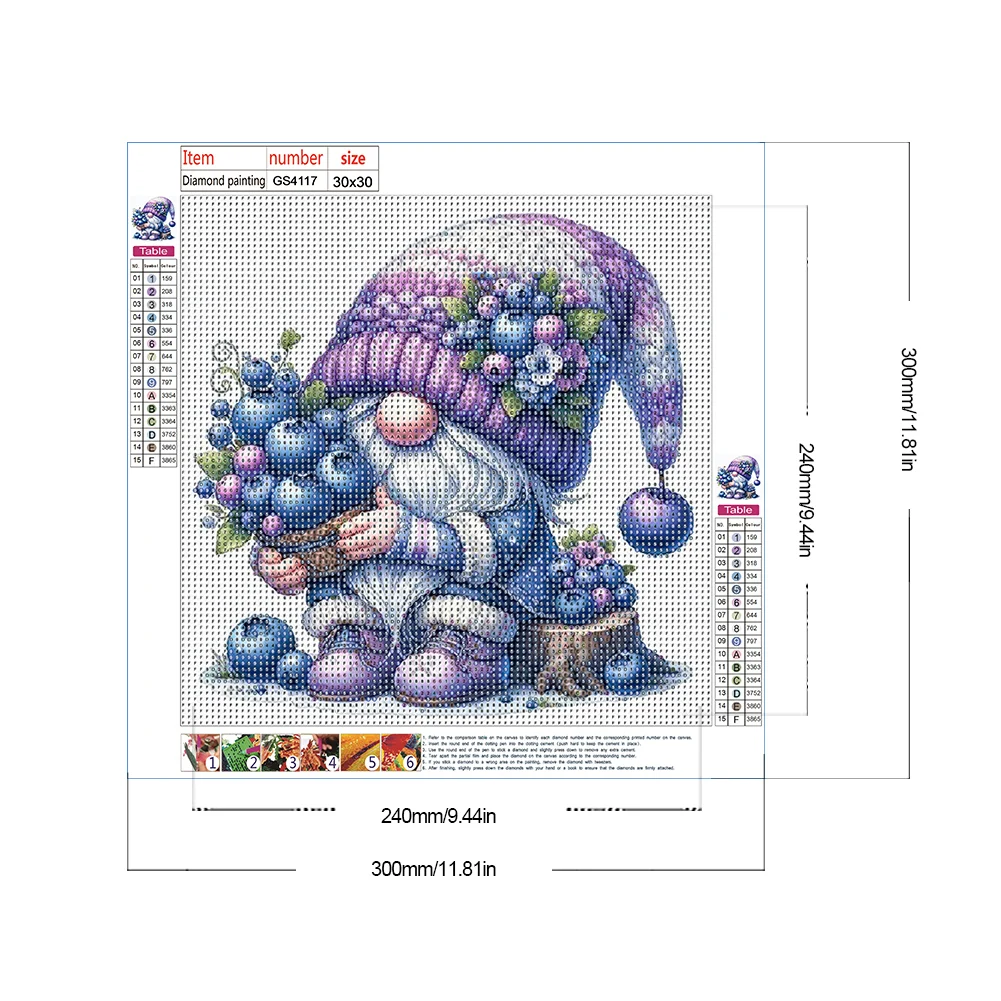 5D DIY Full Round Drill Diamond Painting Cute Fruit Gnome Home Decor Art Craft