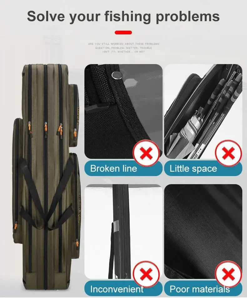 Sd9d9b03aa4684e4f939cf7e47fa694a9q Fishing Rod Storage Bag Oxford Cloth Multifunctional 1/2/3 Layer Large Capacity 80/90/100/120/125CM Fishing Rod Carrier Mallzona