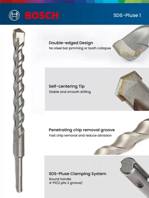 Set 9 Punte Per Trapano A Percussione SDS Plus - 4 Taglienti, Da 5 A 16mm X 160mm, Per Cemento, Mattoni, Pietra E Piastrelle - Foto 8