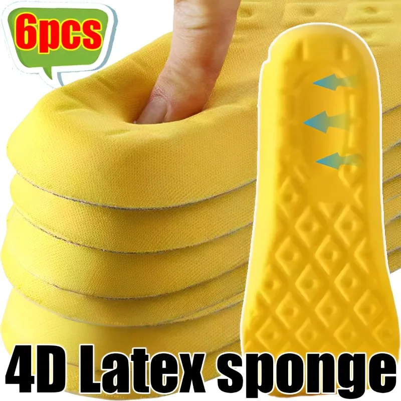4D Latex Sports Insole Men Women Sneakers Shoes Pads for Summer High Elasticity Soft Breathable Running Insoles Sole Air Cushion shoe insoles