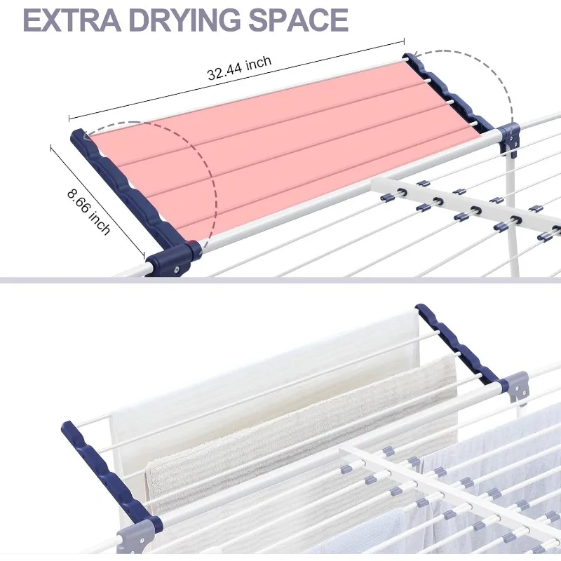 Clothes Drying Rack, Foldable Gullwing Laundry Rack for Indoor Outdoor, 10pcs Clips with Bag 5
