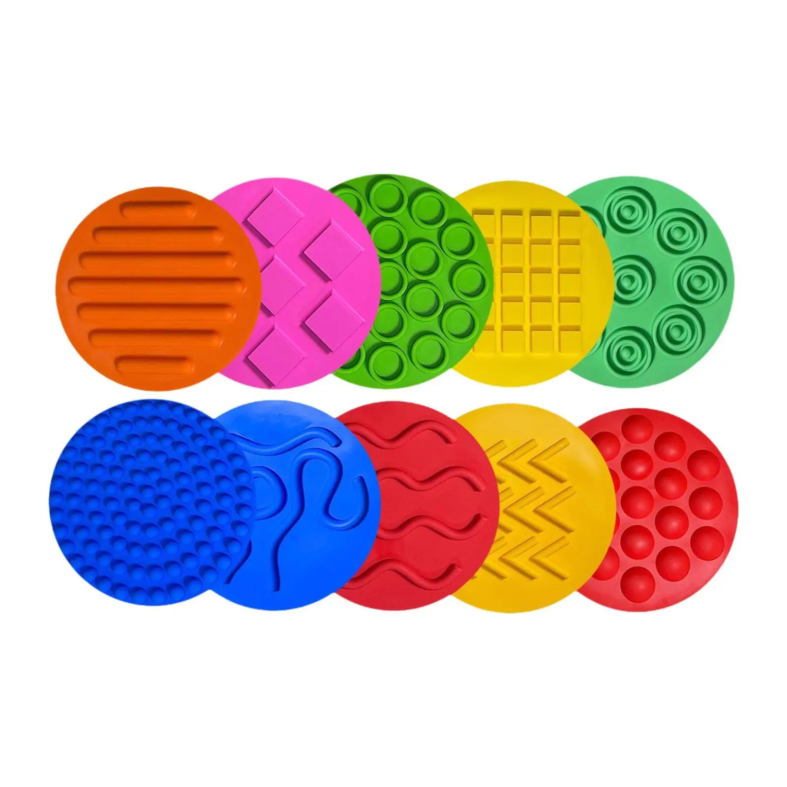 10x Sensory Silicone Mats Sensory Toys Textured Early Learning Play Sensory Discs Mat for Children Boys Girls Activity Game Home