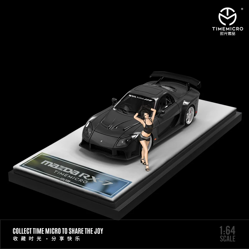 Timemicro-mazda RX-7 veilsideダイキャストモデルカー、1:64
