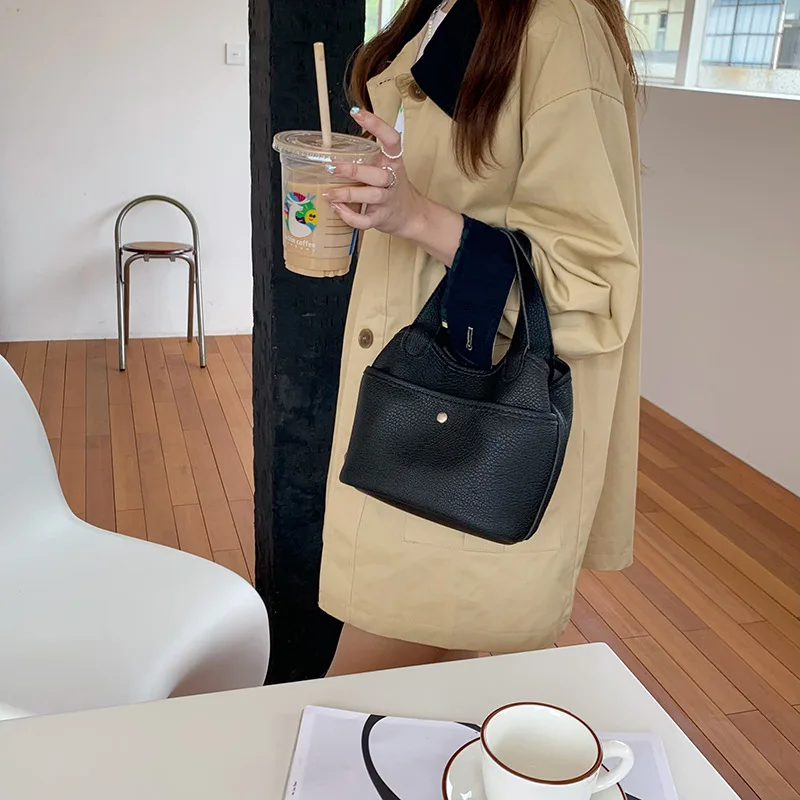 Fashion Crossbody Bag for Women 2024 Soild Shoulder Handbag Female Tote Bag Casual Soft PU Leather Bucket Bag Summer