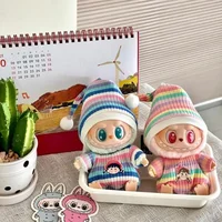 17cm Mini Plush Doll'S Clothes Outfit Accessories For Korea Kpop Labubu Idol Sitting Party V1 V2 Autumn onesie hat set Clothing 2