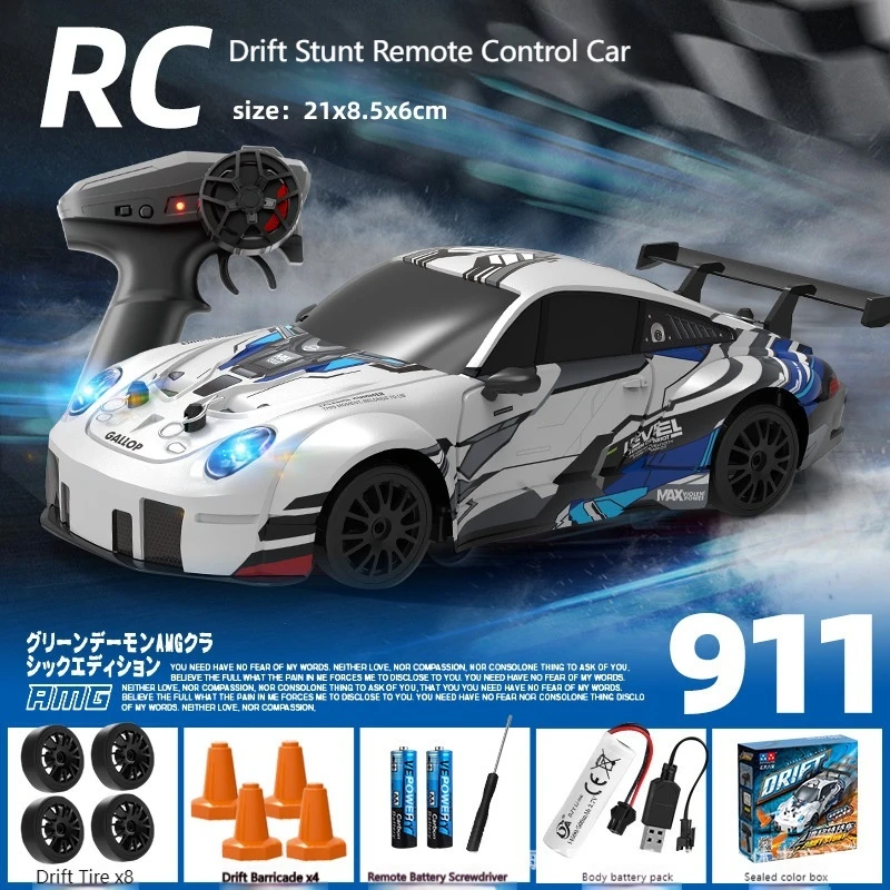 2.4g 4wd 911 Ae86 Rc Car Light Drift Racing High Speed Electric Remote Control Car Withstand Fall Boy Children Christmas Gift 4