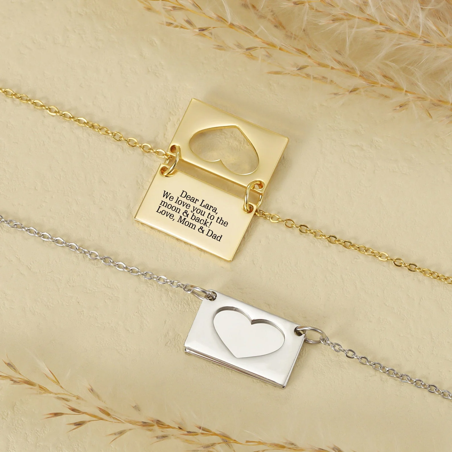 

Personalized Envelope Locket Necklace Engraved Love Letter Necklace Secret Message Necklace Custom Memorial Message Necklace