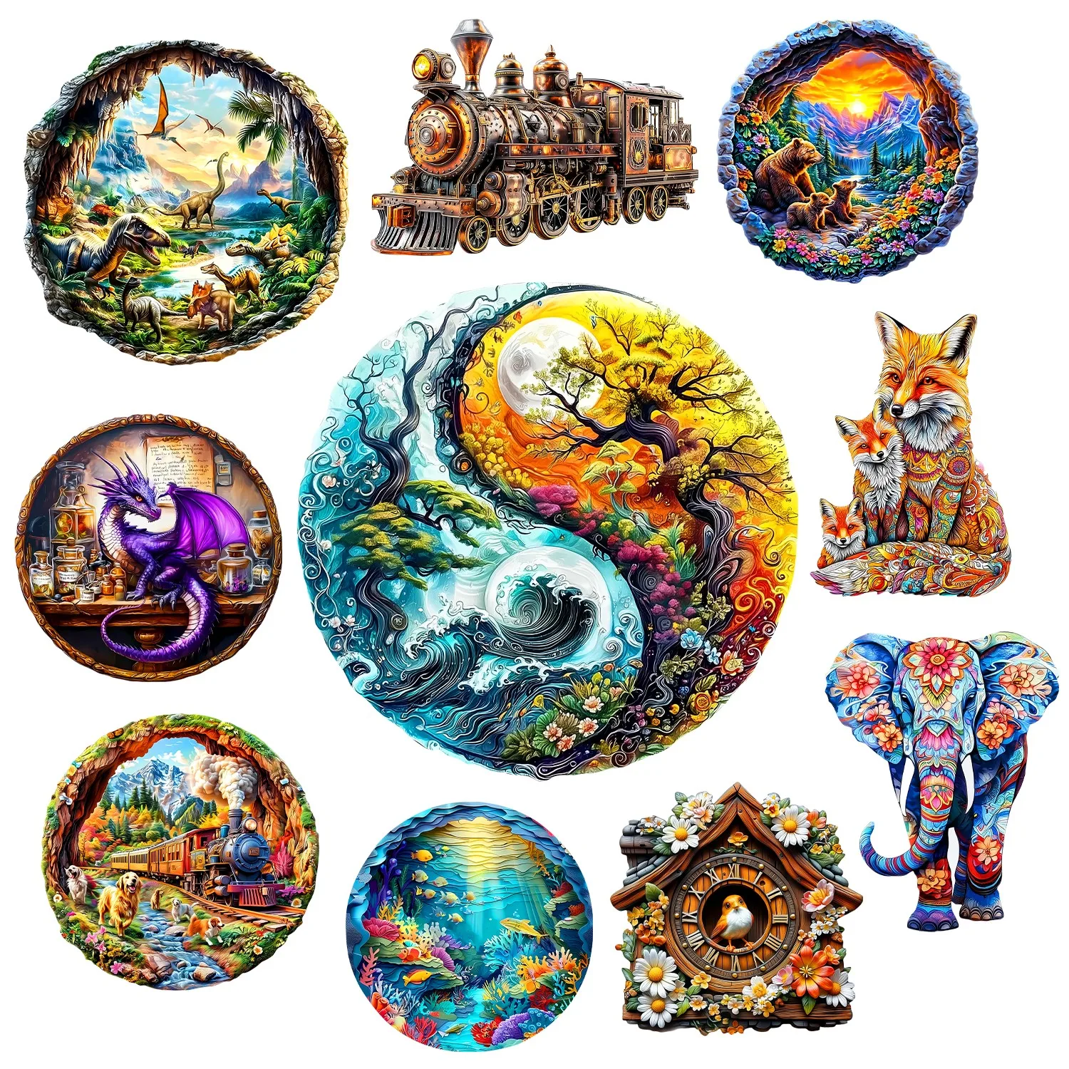 Summer and Autumn Theme Wooden Jigsaw Puzzle Wooden Decor Christmas and Halloween Gift Toy for Teen and Kid