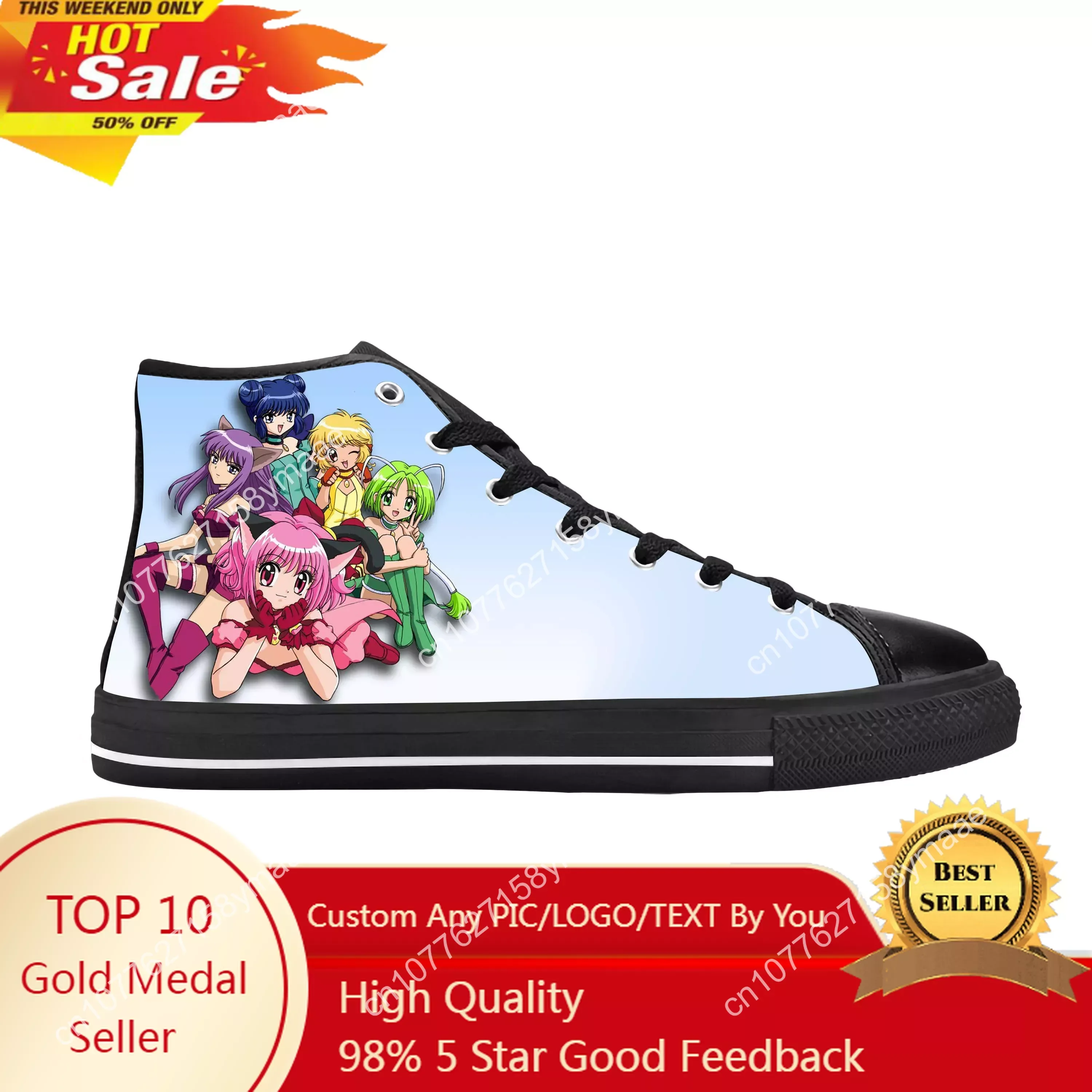 

Tokyo Mew Mew Japanese Anime Cartoon Manga Comic Casual Cloth Shoes High Top Comfortable Breathable 3D Print Men Women Sneakers