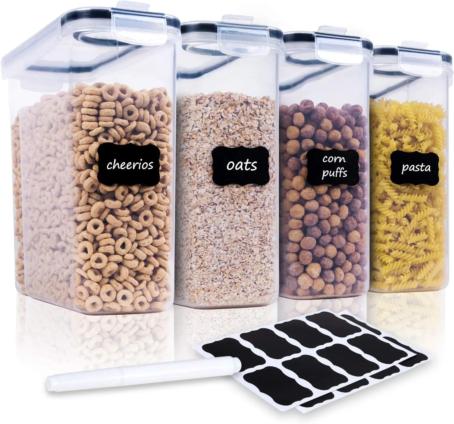 Cereal Containers Storage Set-4 Piece Airtight Large Food Storage Containers(135.2oz), BPA Free Dispenser Plastic Cereal Stora