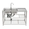Stainless Steel Vegetable Washing Basin, Sink, Double Groove with Bracket, Thickened Double Basin 2