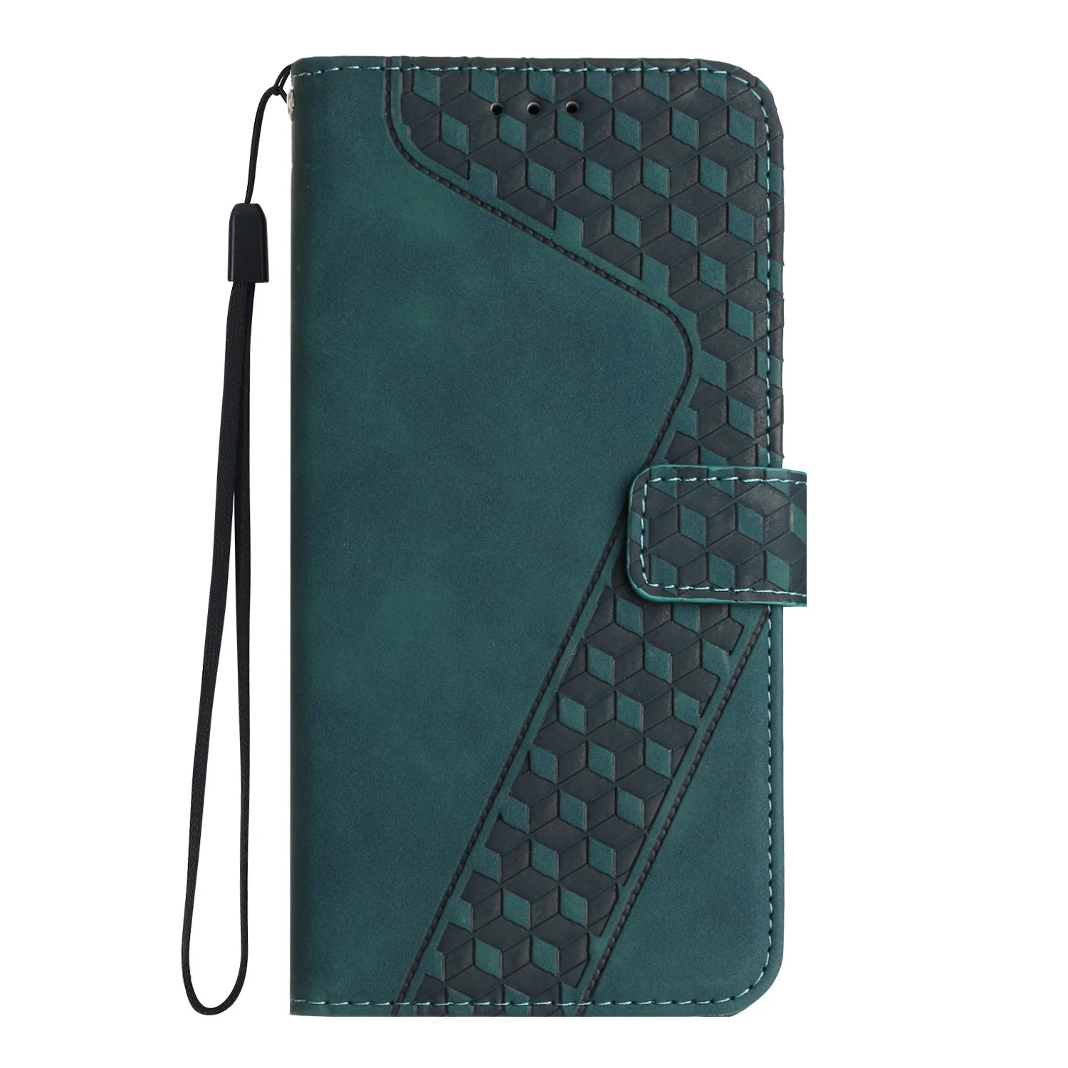 Magnetic Leather Flip Case with Card Slots and Wrist Strap