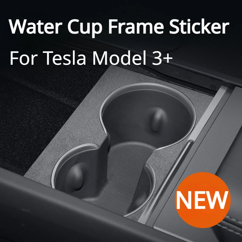 Cornice Per Tazza D'Acqua Per Tesla Model 3 Highland 2024 Alcantara Suede Center Control Drinks Cup Patch Sticker Nuovo Model3 + Accessori