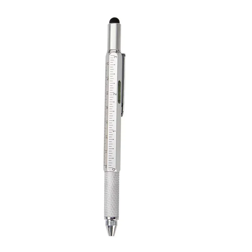 Multifunctional Tool Pen Multi-Function Tool Pen Level Scale Touch Screen 6in1 Metal Ballpoint Pen For Construction Engineers Working Scenes