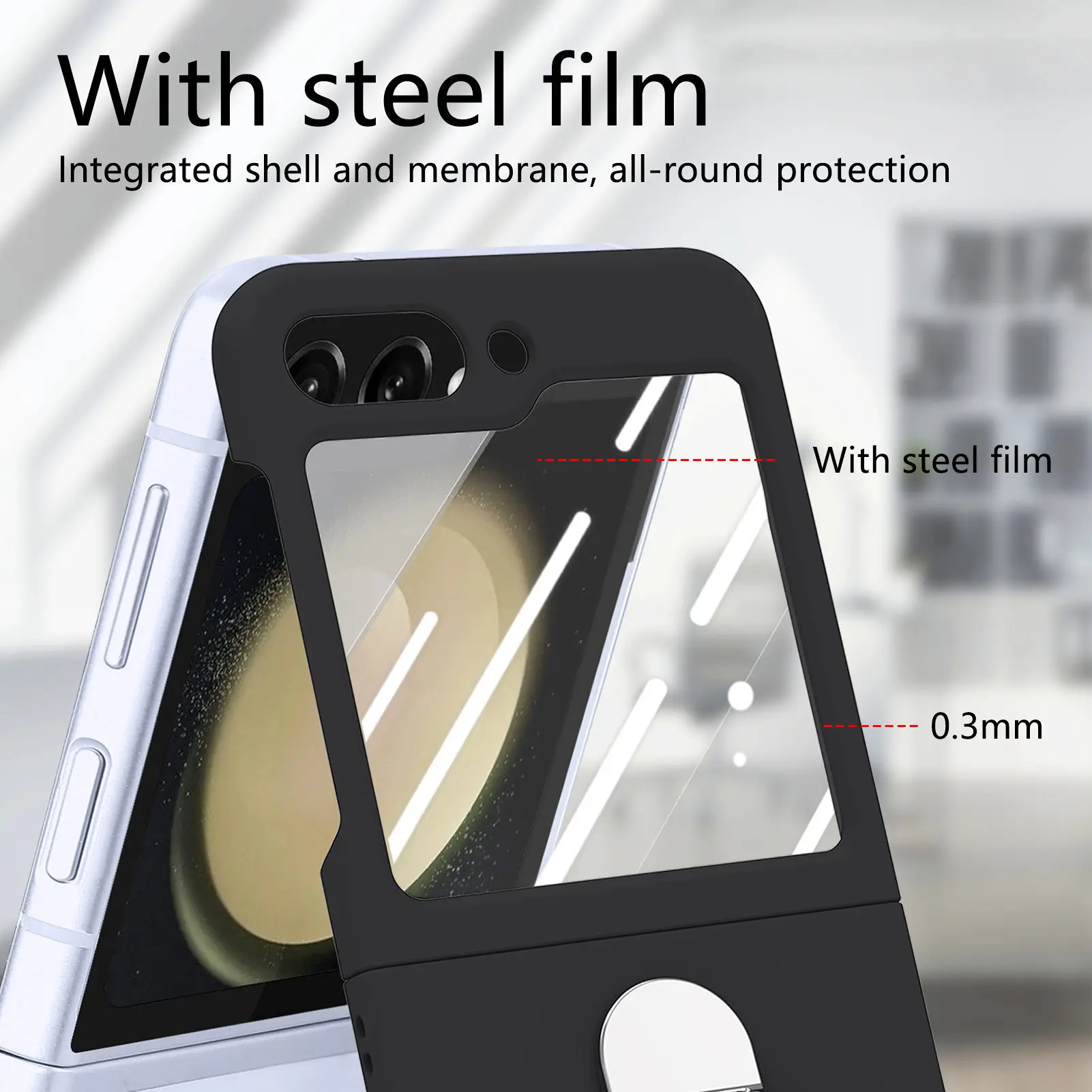 Ultra-thin Shell Film Integrated Anti-drop Shell For Samsung Galaxy Z Flip 5 Multi-functional Hardware Ring Bracket Phone Case