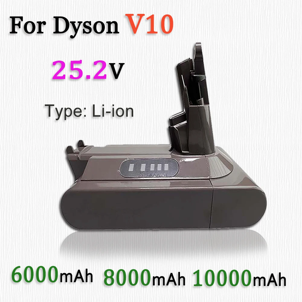 

Перезаряжаемая батарея V10 SV12 25,2 в 6000/8000/10000 мАч для Dyson V10, абсолютная сменная пушистая батарея для пылесоса