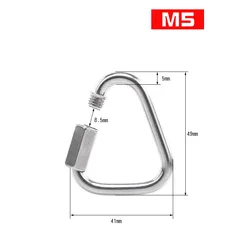 Stainless Steel Quick Links Carabiner Locking Clips with Screw Nut - Set of 5 (M5)