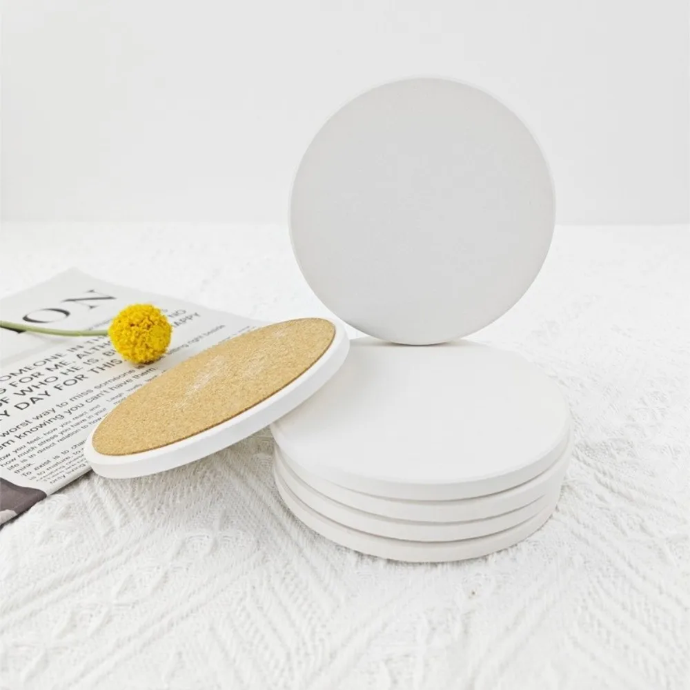 Non-Slip Heat Resistant Cork Ceramic Coaster Set for Table Protection and Decoration