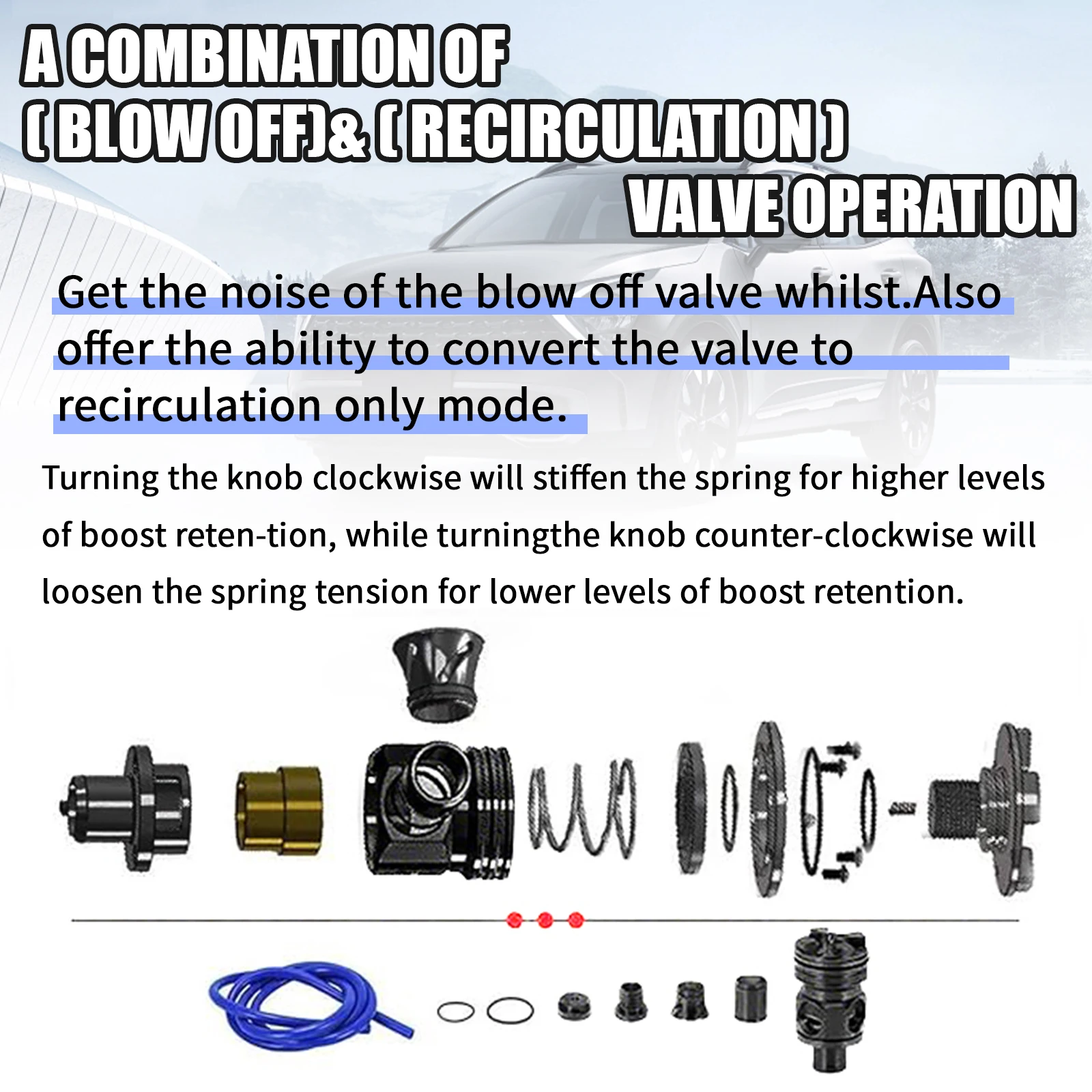 Aluminum BOV Blow Off Valve S Diverter Turbo Boost for Volkswagen GTI Jetta Audi 1.8T 2.7T
