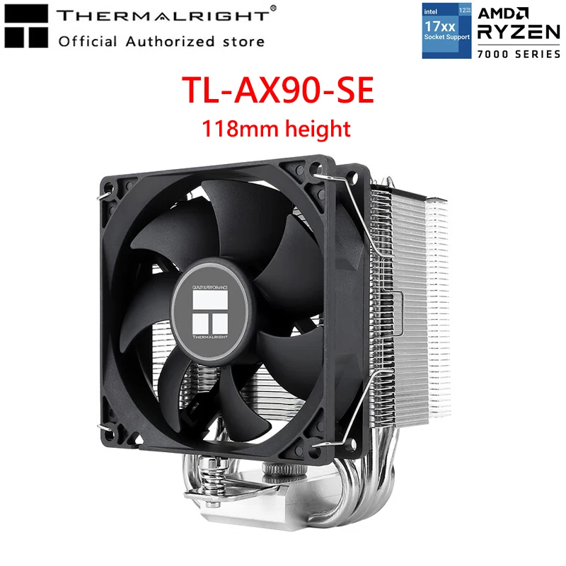

Thermalright TL-AX90 SE 4 Heat Pipe CPU air cooler Radiator 118mm height 4 Pin PWM Cooling Fan For LGA115X 1200 1700 AMD AM4 AM5