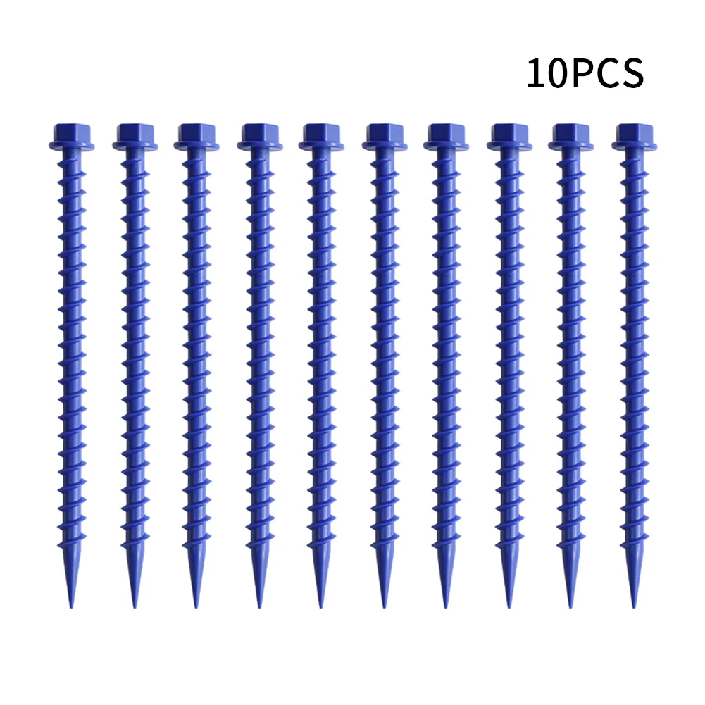 

Ground Spikes Tent Pegs 10pcs Practical Length Mountaineering Outdoor Pitch Plastic Anchor Threaded Floor Nails