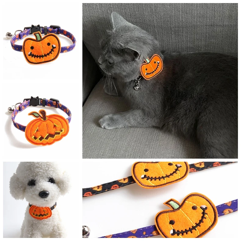 Nuovi Collari Per Animali Domestici Zucca Di Halloween Serie Di Halloween Collari Per Gatti Accessori Per Zucca Smontaggio Collari Per Gatti Con Campa
