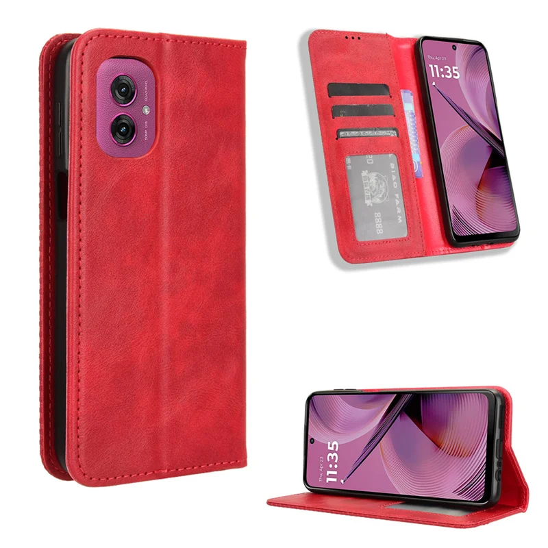Cover in Pelle Rosso per Moto G 5G 2023: Custodia Portafoglio Luxury