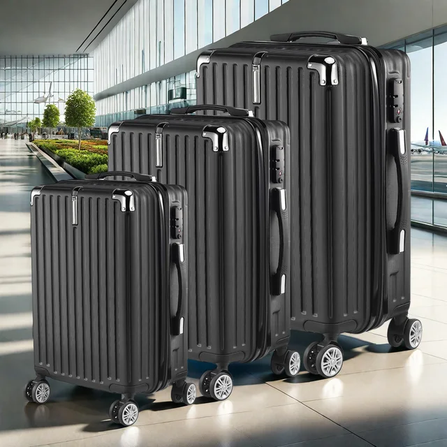 Ensemble de bagages Anajqaqia 3 pièces, comprenant une valise à roulettes, une valise trolley, un cadenas TSA et une valise rigide. 1