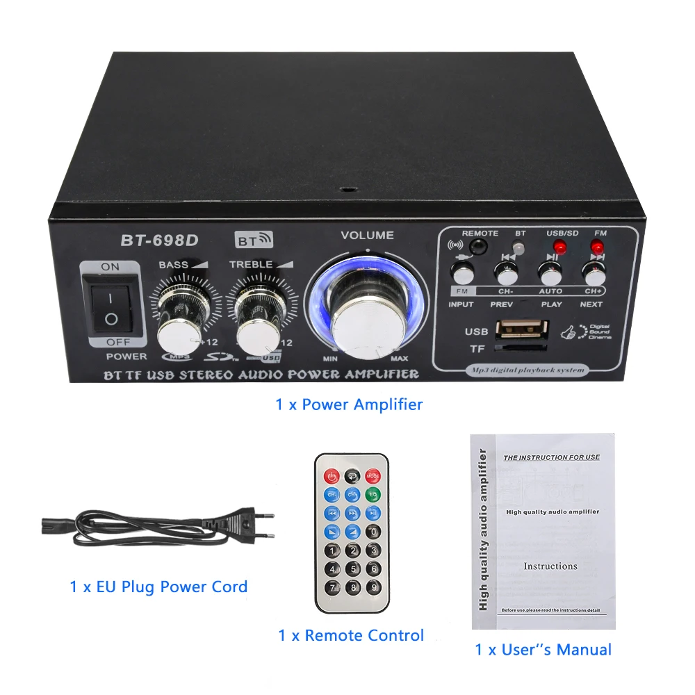 2 x 40 Watt, USB, SD, MP3, FM Radio, AUX AV-360 Skytronic HiFi Amplifier 