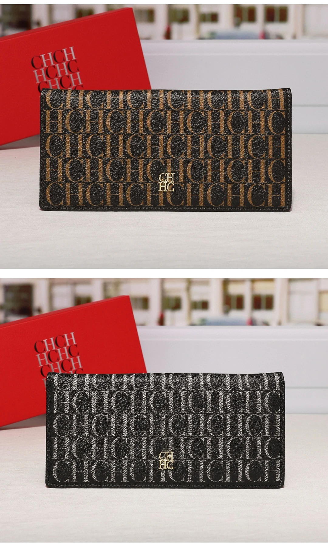 Monogramm-Langbörse mit Goldlogo-Akzent Mehrere Kartenfächer Reißverschluss-Münzfach Druckknopfverschluss Damen-Modeaccessoire – Detail 7