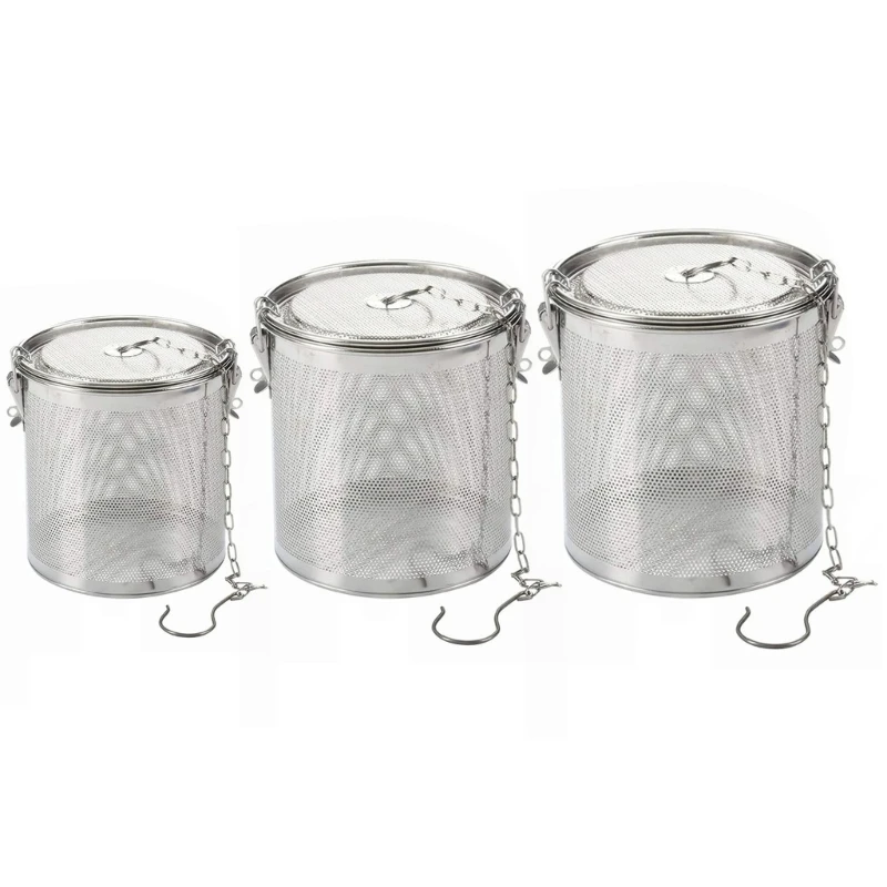 

Stainless Steel Box Basket Round Hole Hook and Chain Design Convenient