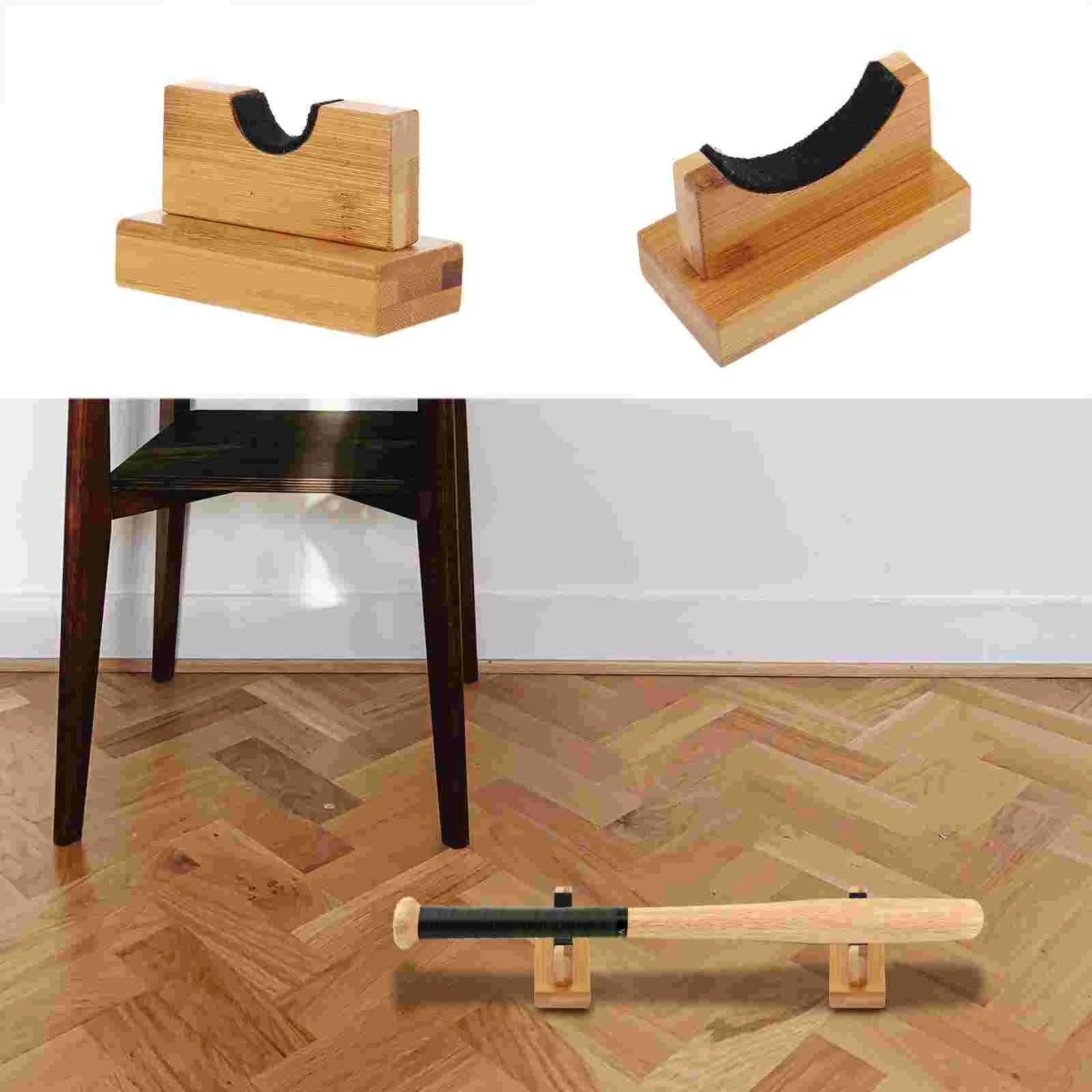 

1 Pair Wooden Baseball Bat Display Hanger Horizontal Direction Desktop Holder