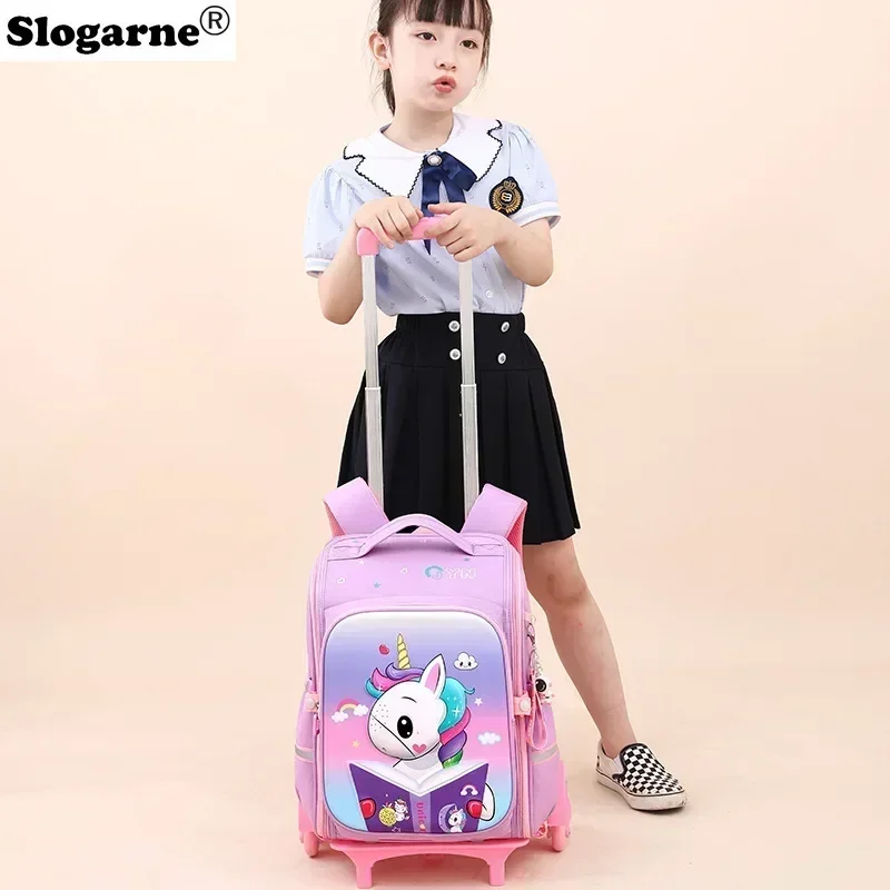 Children School Bags Girls Boys Rolling Backpack Bags Girl School Trolley Bag Wheeled Backpacks Kids School Luggage with Wheels 4