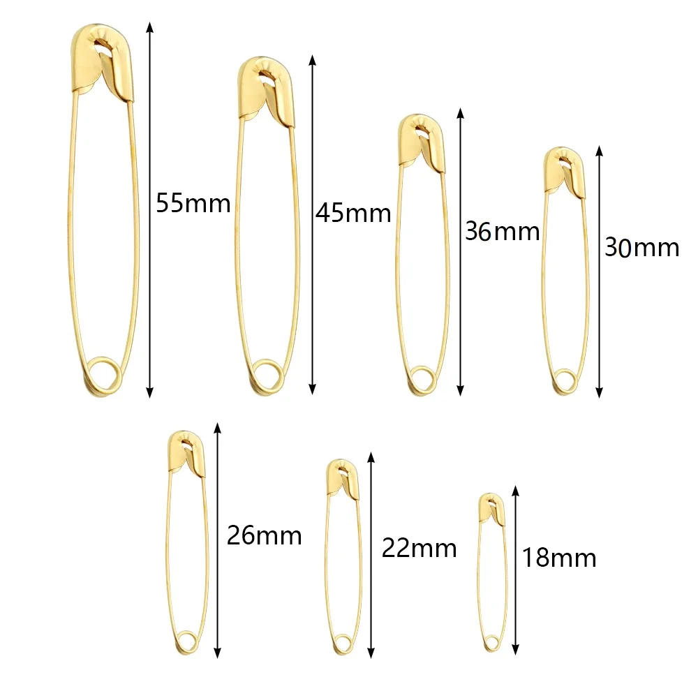 50-200개 금속 안전핀 다양한 크기 금색 바늘 대형 안전핀 브로치 제작 DIY 바느질 도구 의류 장식