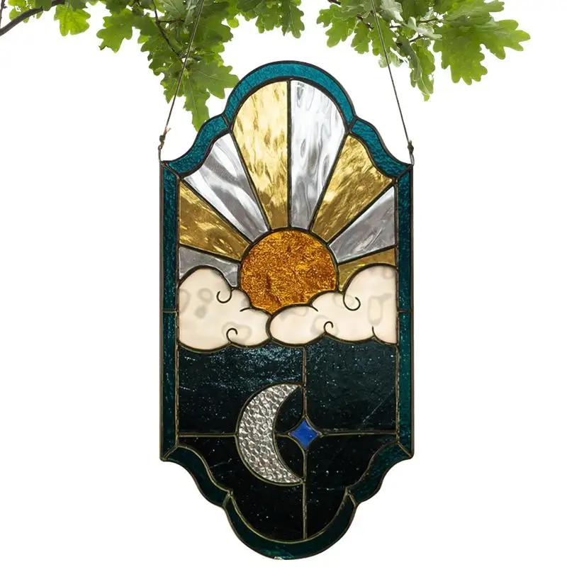 Acchiappasole In Vetro Colorato Moon Acrilico Sun Catcher Rainbow Maker Sun Catchers Ornamento Per Cucina Portico Home Garden